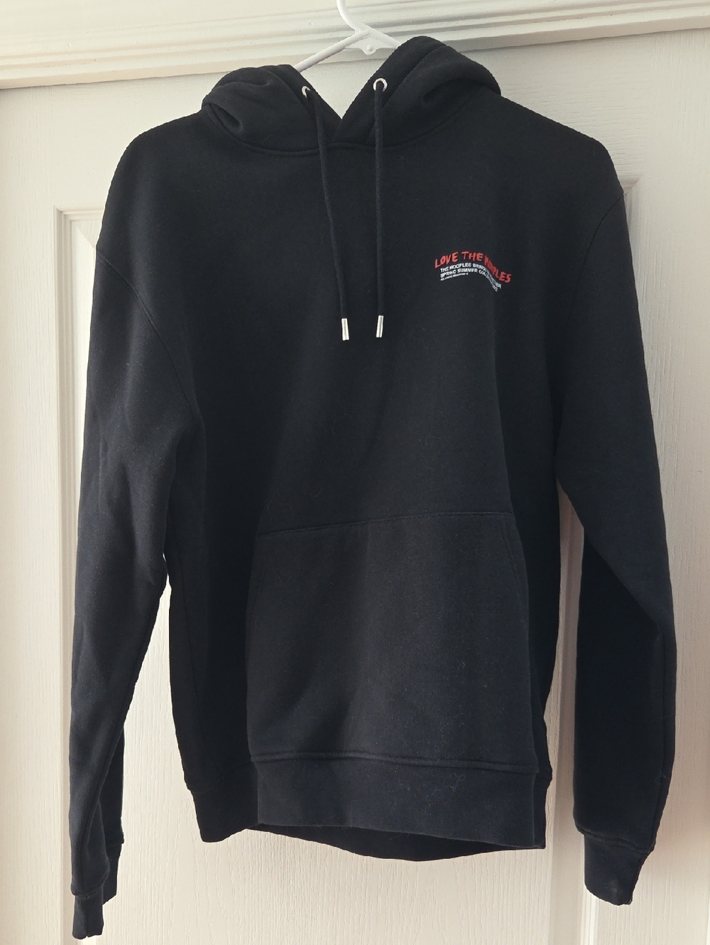 The Kooples Black Hoodie with Small Red Chest Logo